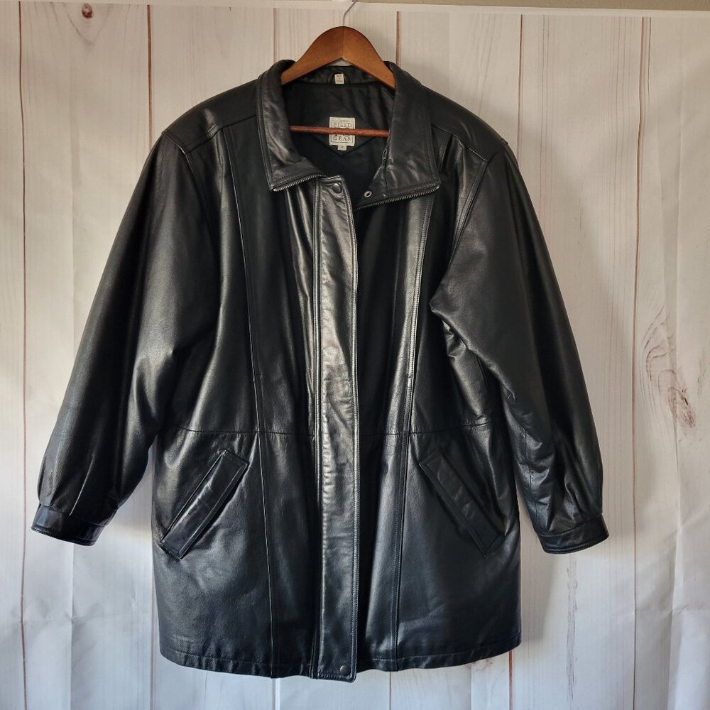 Vintage Field Gear Genuine Leather Jacket, Men’s M, Black, Mid Length, Heavy